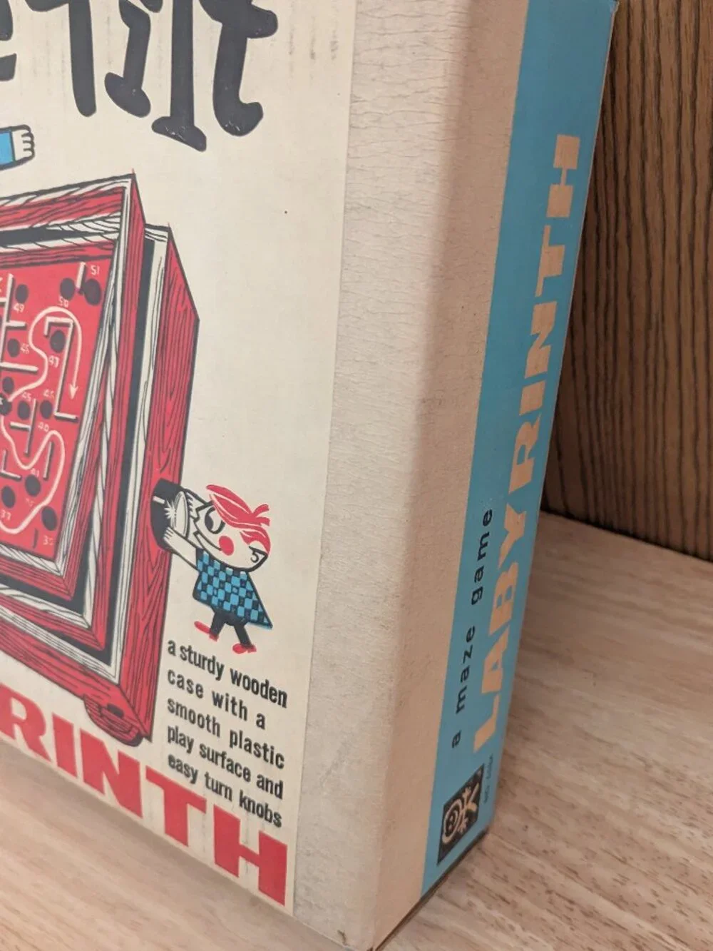 VTG 1960s Marble Tilt Labyrith Maze Game Wooden In Box Balance Skill -Pressman